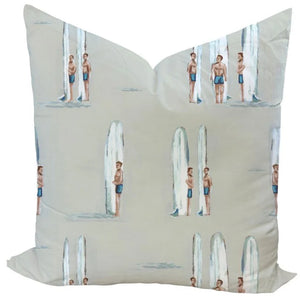 Surfers for Charlie in Soft Green Custom Pillow