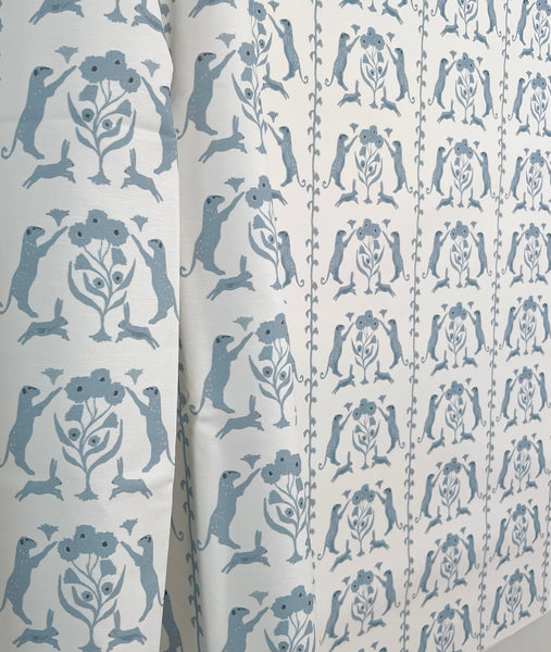 Leopards & Hares in Blue- Wallpaper