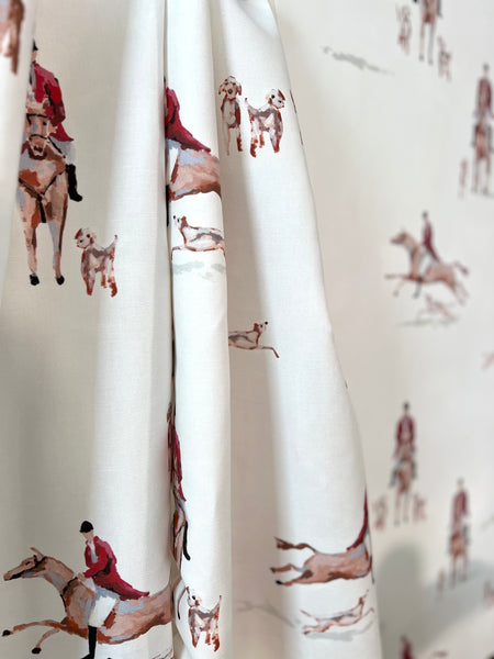 Fox Hunt for Kent in White- Fabric