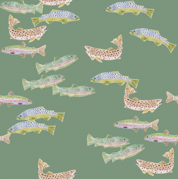 Tight Lines in Green- Wallpaper