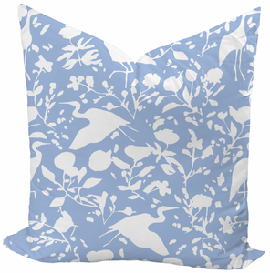 Egrets for Hadley in Cornflower & White Pillow