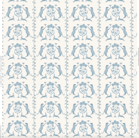 Leopards & Hares in Blue- Wallpaper