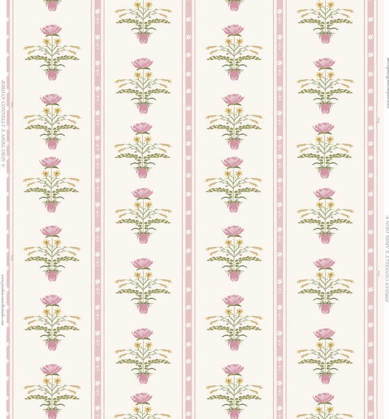 Lotus Garden in Rose- Wallpaper