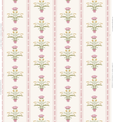 Lotus Garden in Rose- Wallpaper