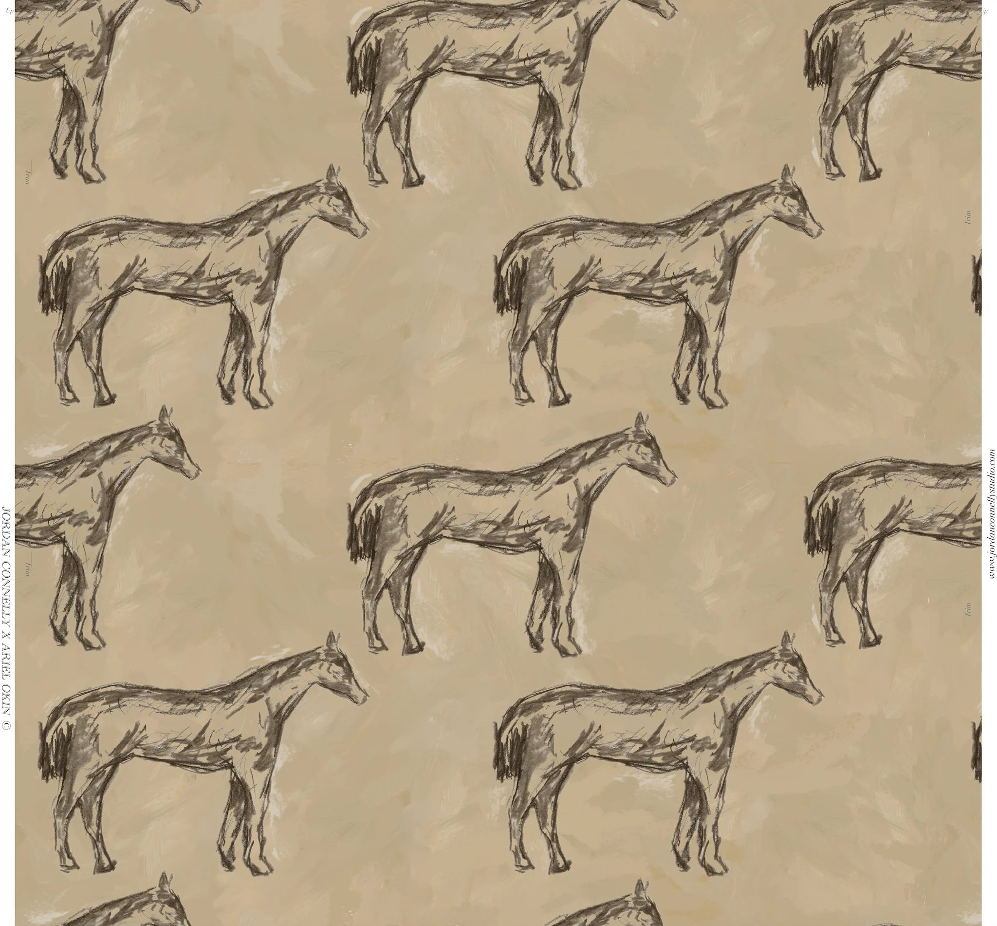 Antique Parchment Horse in Parchment- Fabric