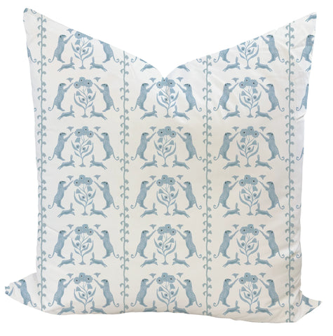 Leopards & Hares in Blue Custom Pillow