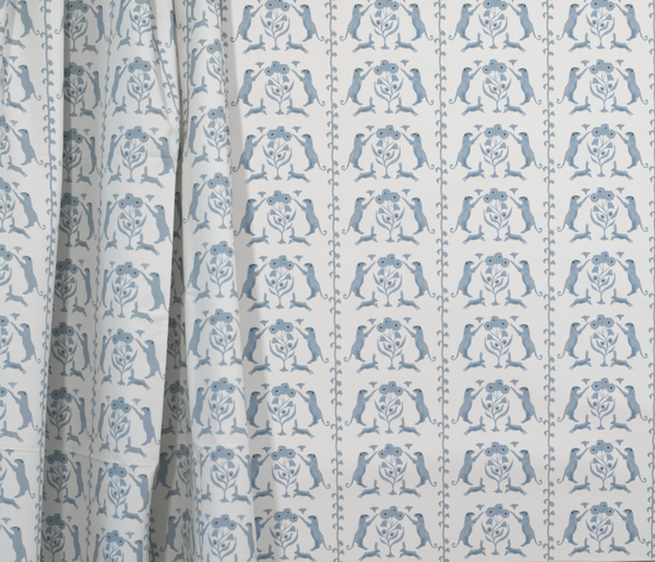 Leopards & Hares in Blue- Wallpaper