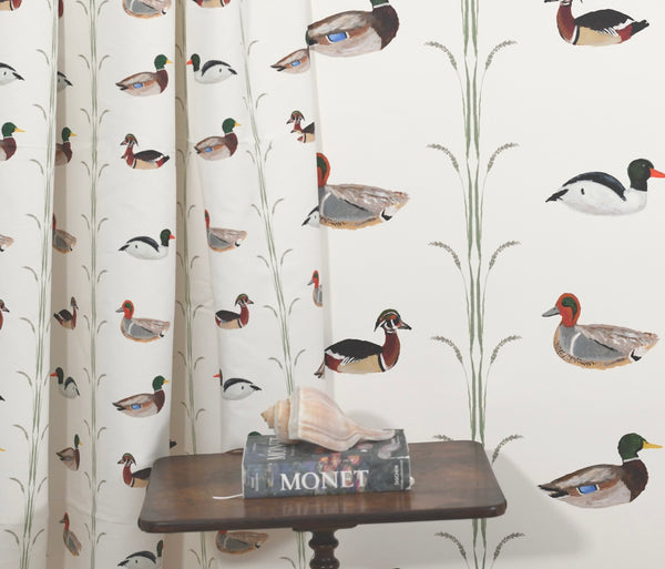 Ducks for Nicholas in Cream- Wallpaper