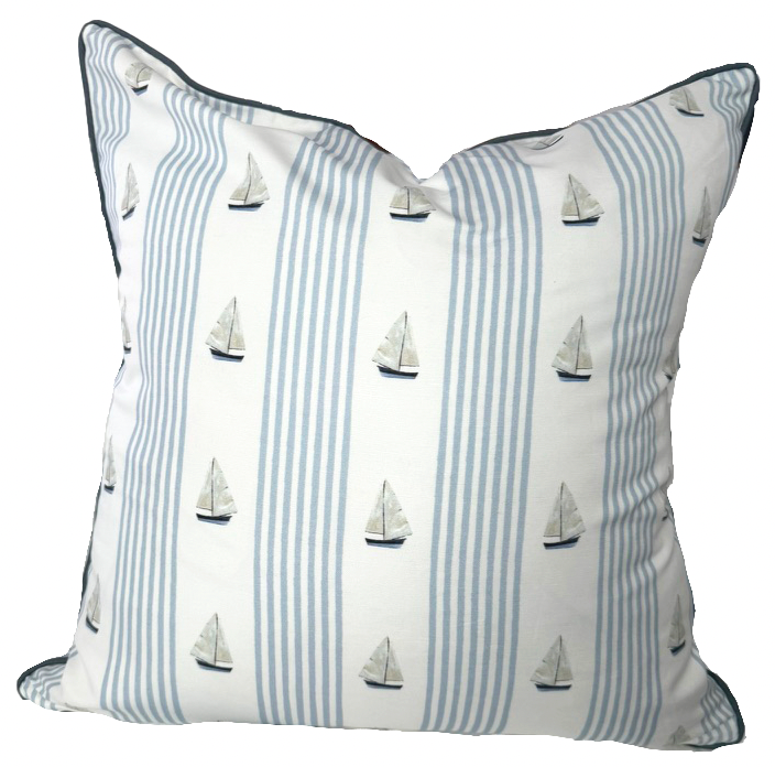 24x24 John's Sail Pillow w/ Insert- Navy Piping