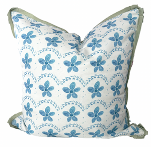 24x24 Alexandra in Sea Pillow w/ Insert- Sage Flange