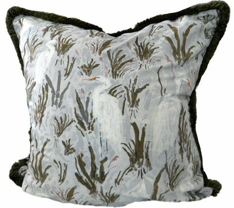 24x24 Carolina Pillow w/ Insert- Green Fringe