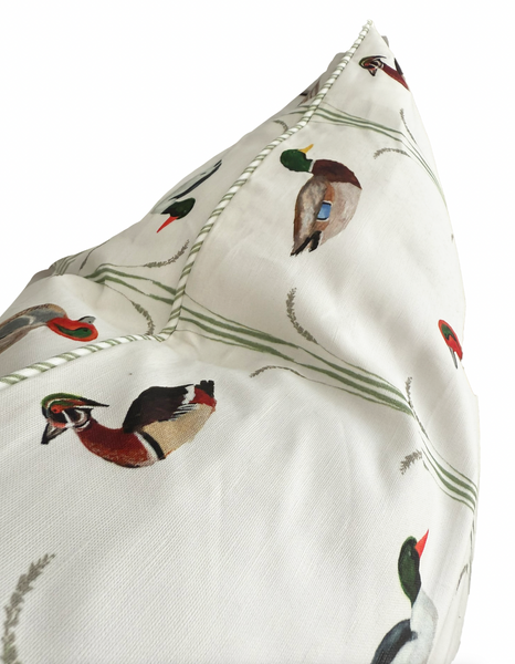 24x24 Ducks Pillow w/ Insert- Green Tick Piping