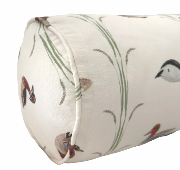 Small Bolster Ducks Pillow w/ Insert- Self Piping