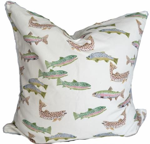 24x24 Tight Lines Pillow w/ Insert- Blue Piping