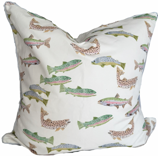 26x26 Tight Lines Pillow w/ Insert- Blue Piping