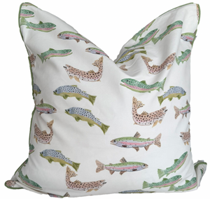 26x26 Tight Lines Pillow w/ Insert- Green Piping, Green Tick Back