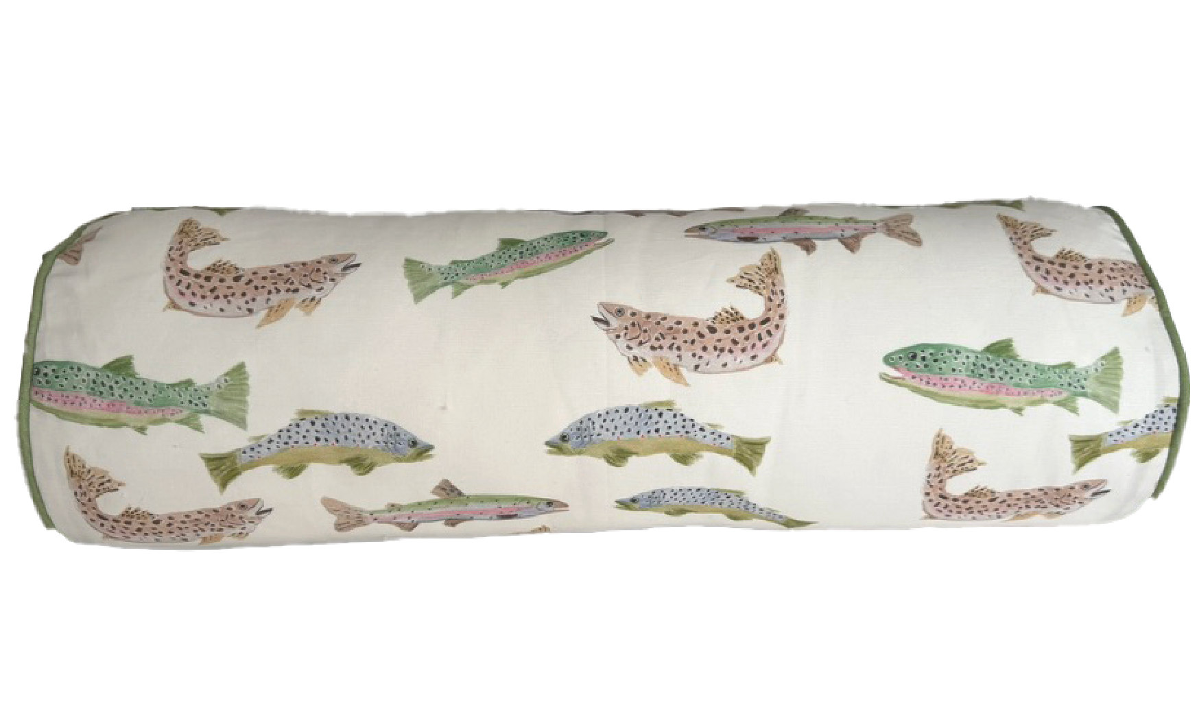 Small Bolster Tight Lines Pillow w/ Insert- Green Piping