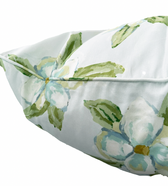 26x26 Magnolias Pillow w/ Insert- Self Piping