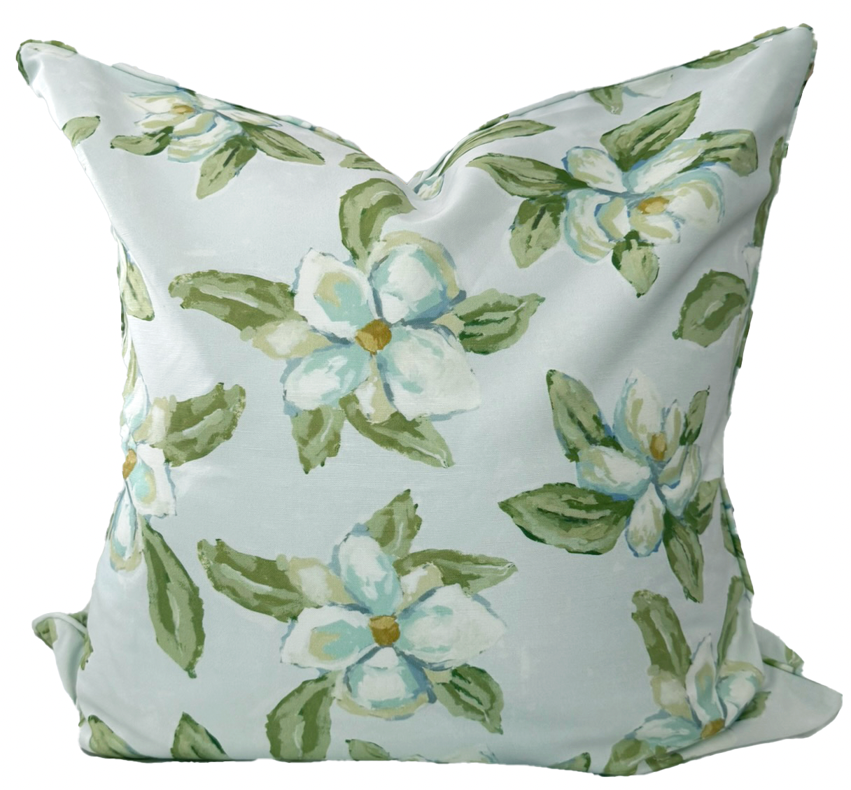 26x26 Magnolias Pillow w/ Insert- Self Piping