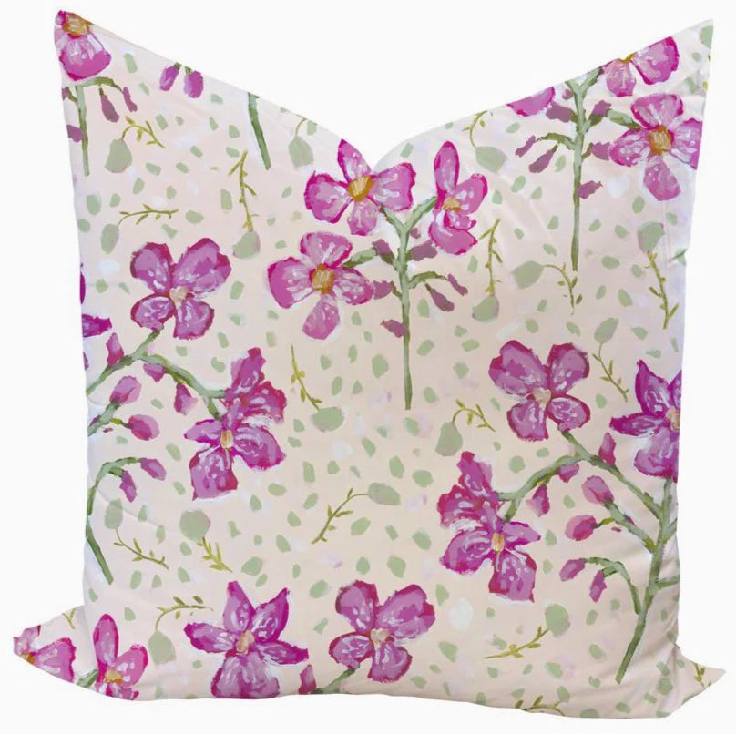 Orchids for Parker in Blush Custom Pillow