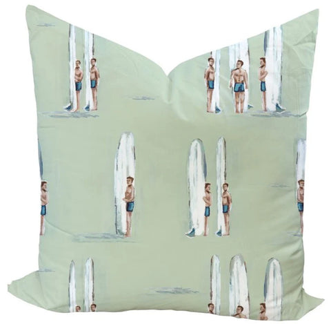 Surfers for Charlie in Melon Custom Pillow