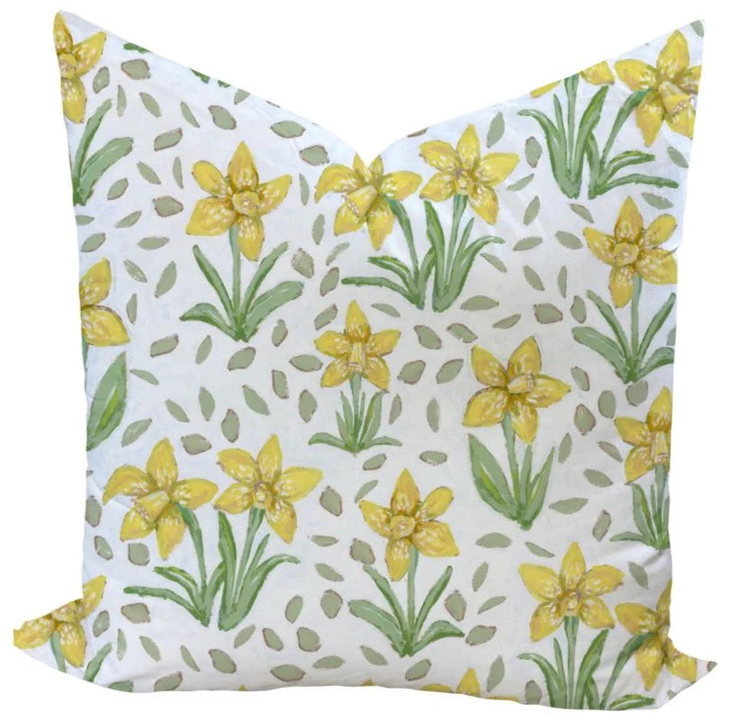 Daffodils for Jennings in White Custom Pillow