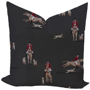 Fox Hunt in Coal Custom Pillow