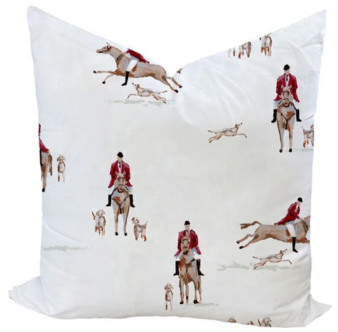 Fox Hunt in White Custom Pillow