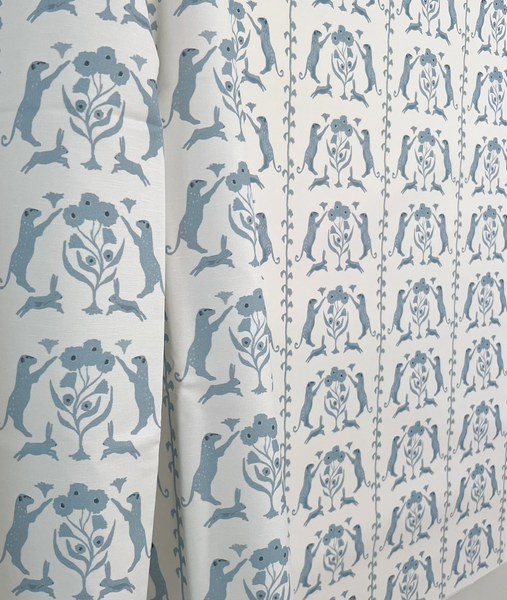 Leopards & Hares in Blue- Fabric