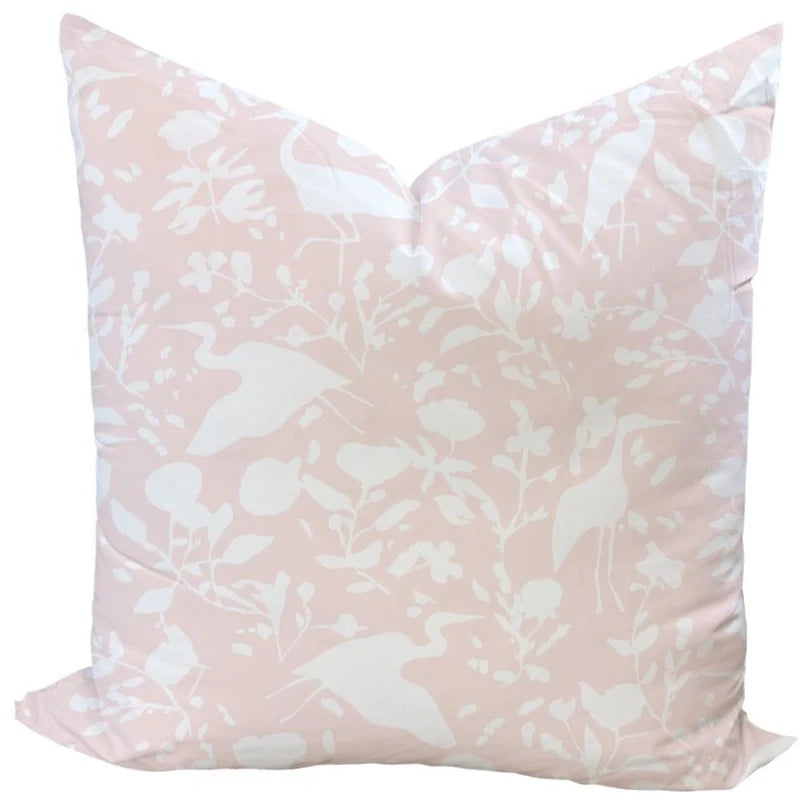 Egrets for Hadley in White & Blush Custom Pillow