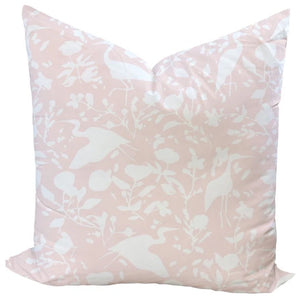 Egrets for Hadley in White & Blush Custom Pillow