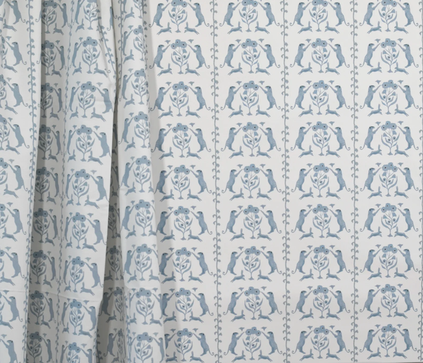 Leopards & Hares in Blue- Fabric