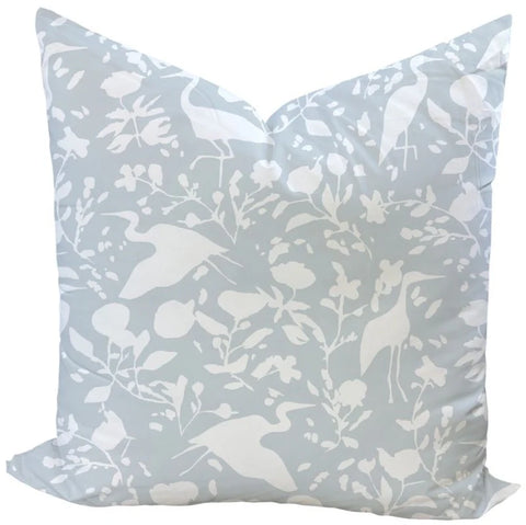 Egrets for Hadley in White & Natural Blue Custom Pillow