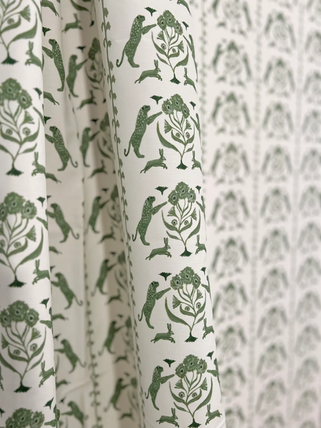 Leopards & Hares in Green- Fabric