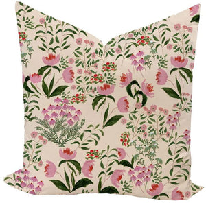 Wild French Garden in Blush Custom Pillow